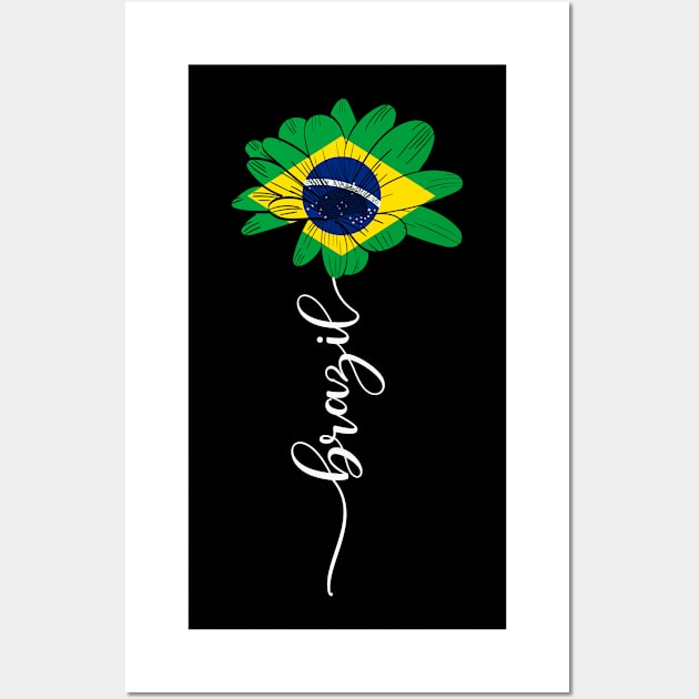 Vintage Brazil Sunflower Flag Brazil Lover Wall Art by Sandra Holloman